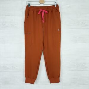 Figs Uman Relaxed Jogger Scrub Pants Women M Petite Dirty Chai Orange PO# 5880